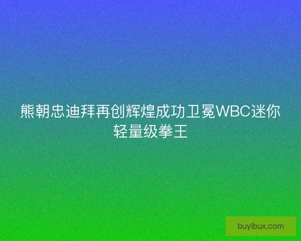 熊朝忠迪拜再创辉煌成功卫冕WBC迷你轻量级拳王